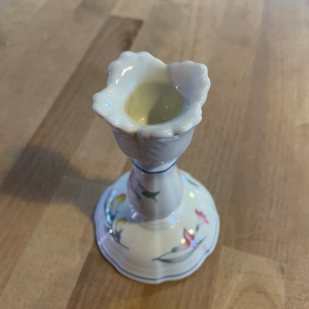 Villeroy & Boch Candlestick Riveria Collection 5” Pink Yellow Tulip Shaped White - Picture 11 of 16